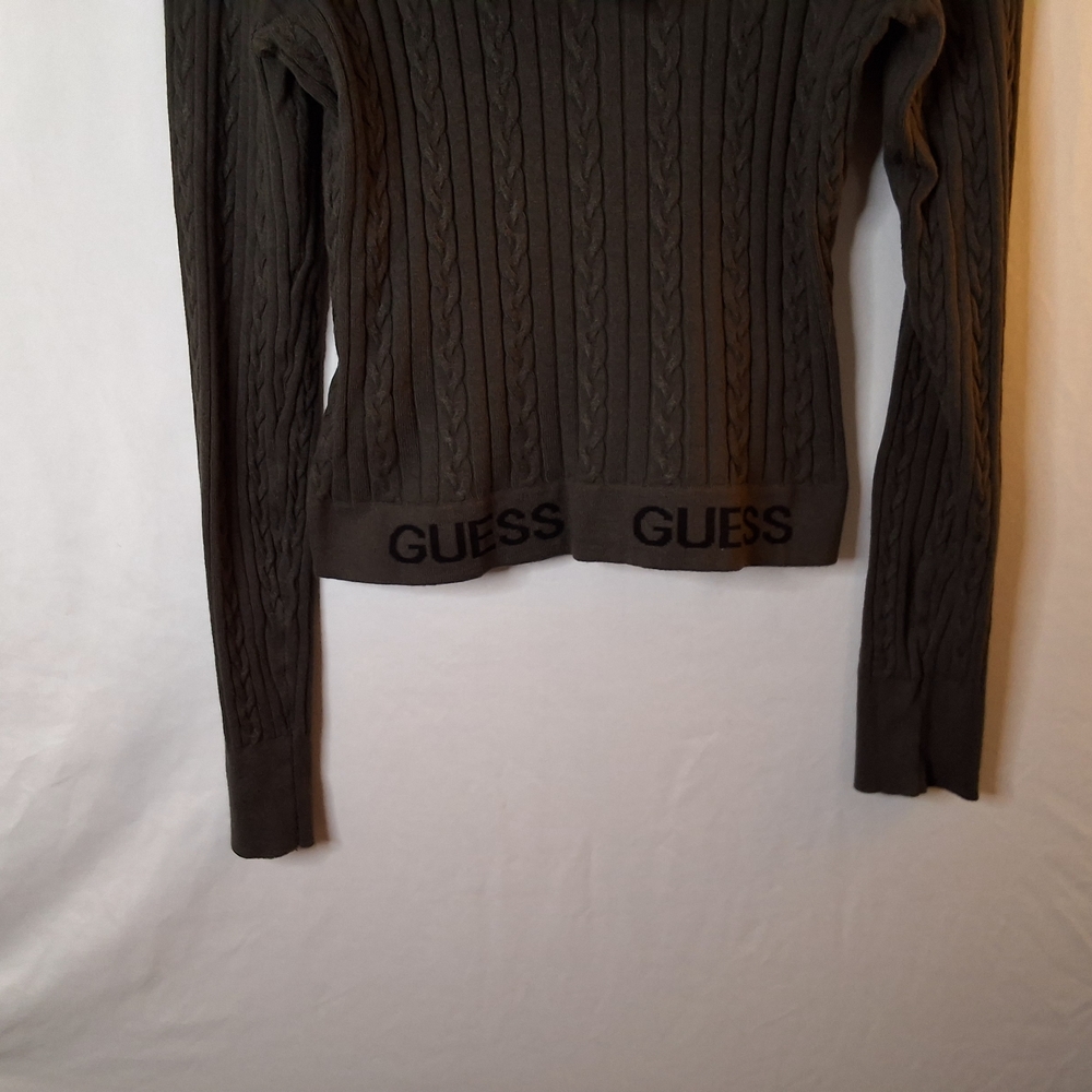 Guess Olive Cable Knit Zip Hoodie - Picture 8 of 10